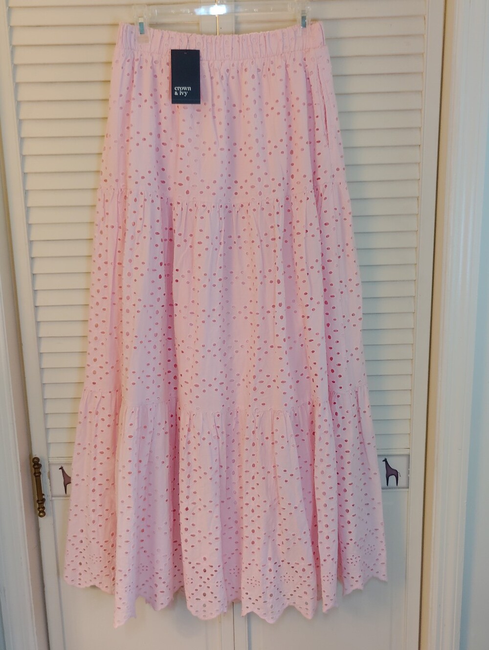 crown & ivy Light Pink Elastic Waist Maxi Skirt